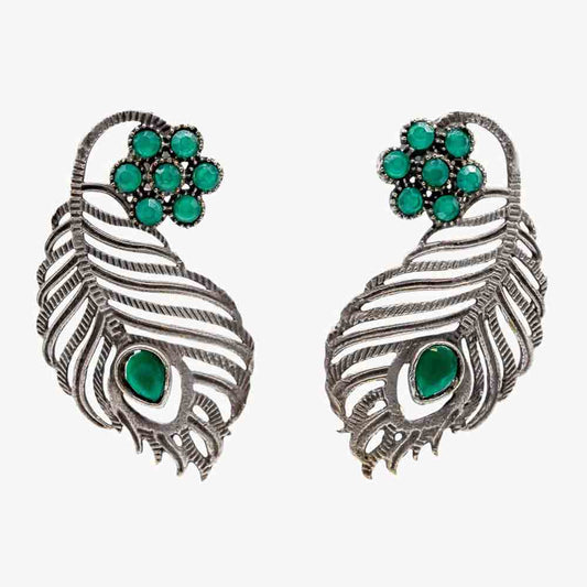 Antique Peacock Feather Earrings