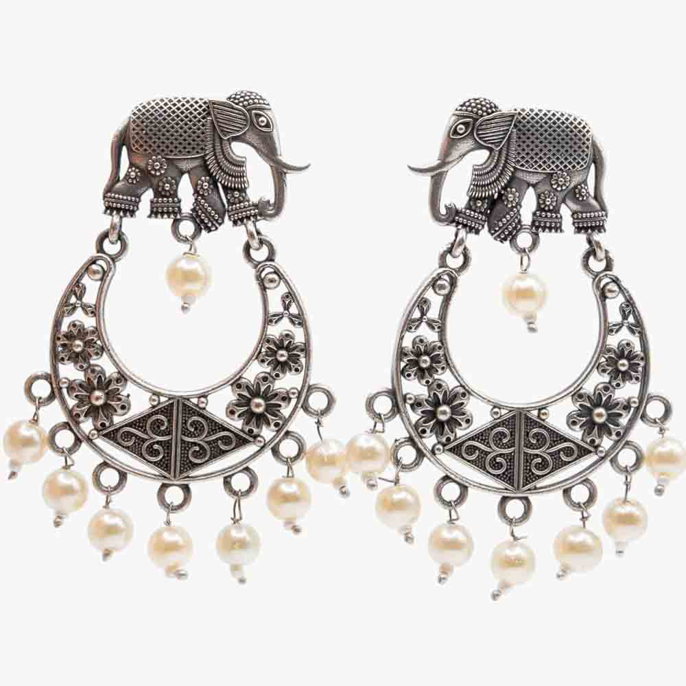 Oxidised Elephant Earrings