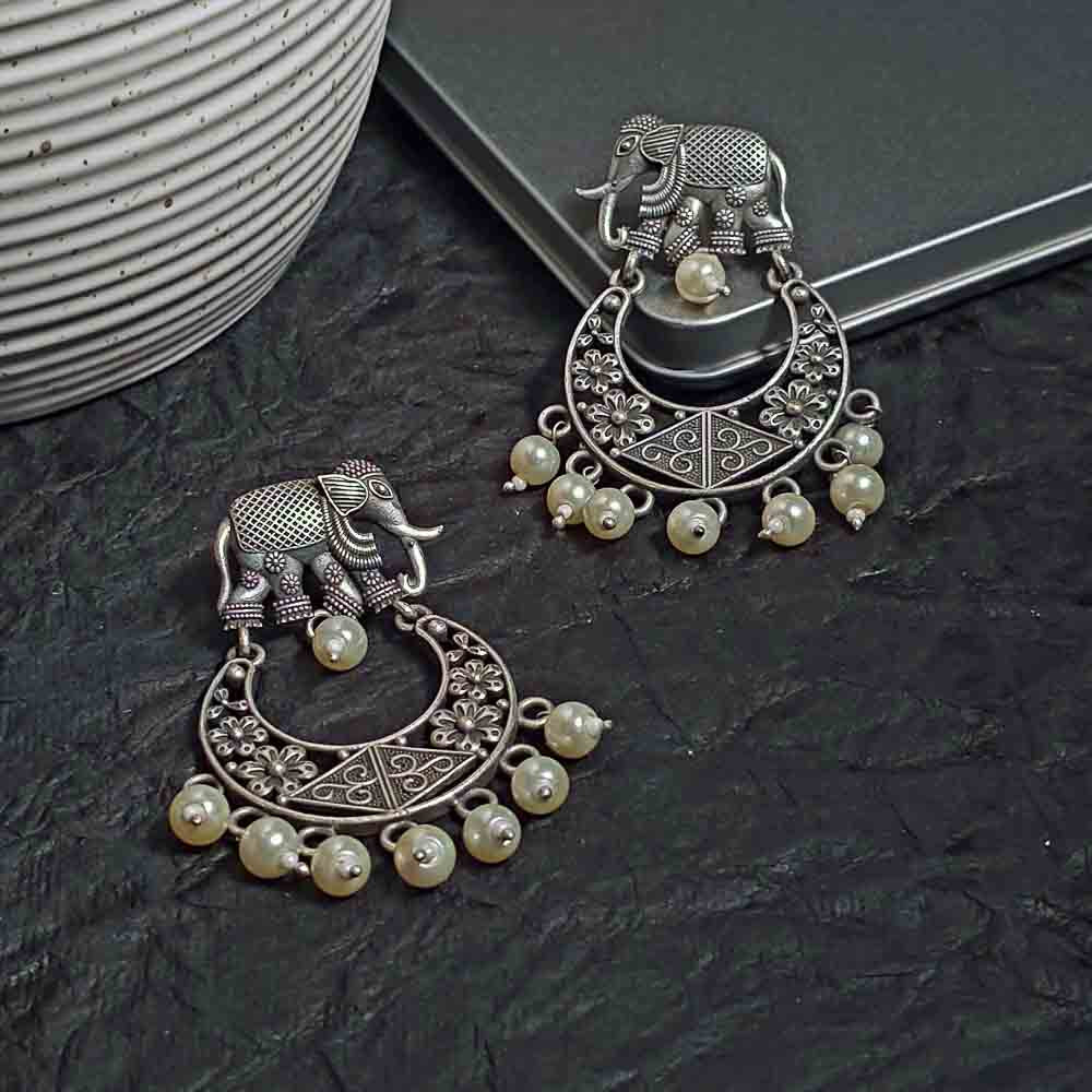 Oxidised Elephant Earrings