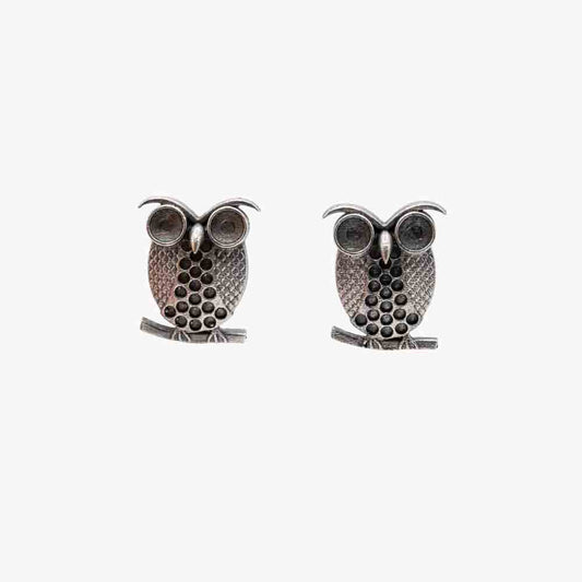 Oxidised Owl Earring