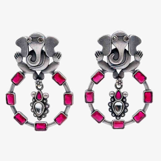 Ganesha Oxidised Earrings