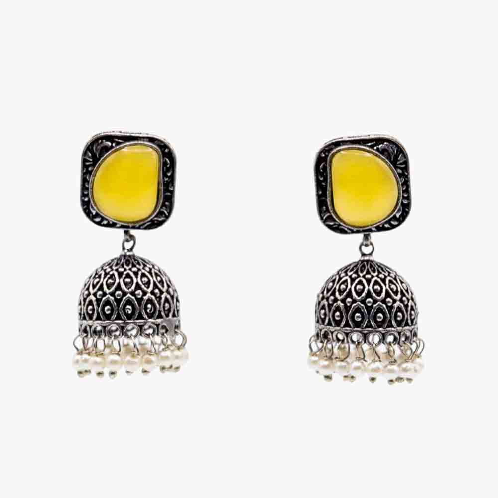 Oxidised Stone Jhumkas