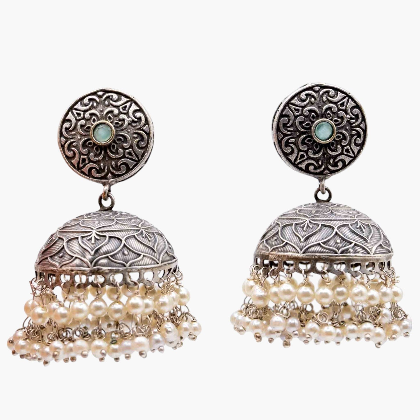 Timeless Oxidised Pearl Jhumka