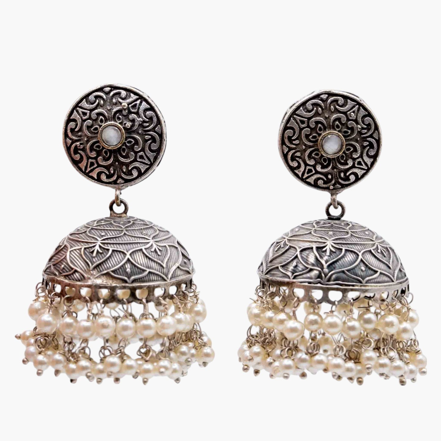 Timeless Oxidised Pearl Jhumka