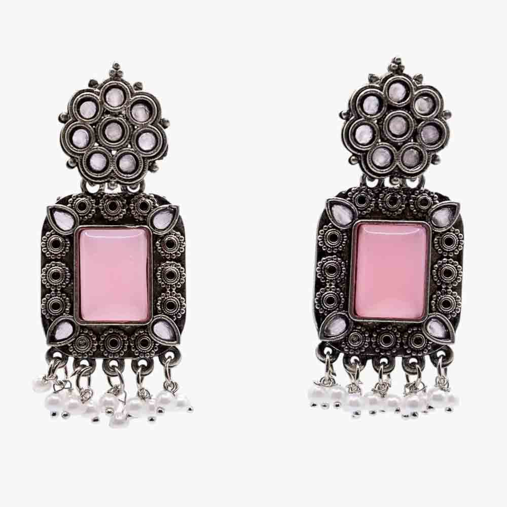 Vintage Charm Pink Stone Earrings