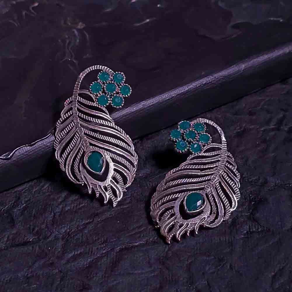 Antique Peacock Feather Earrings