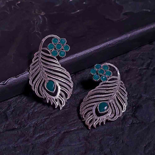 Antique Peacock Feather Earrings
