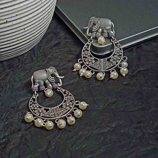 Oxidised Elephant Earrings