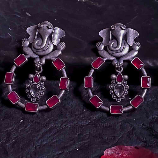 Ganesha Oxidised Earrings