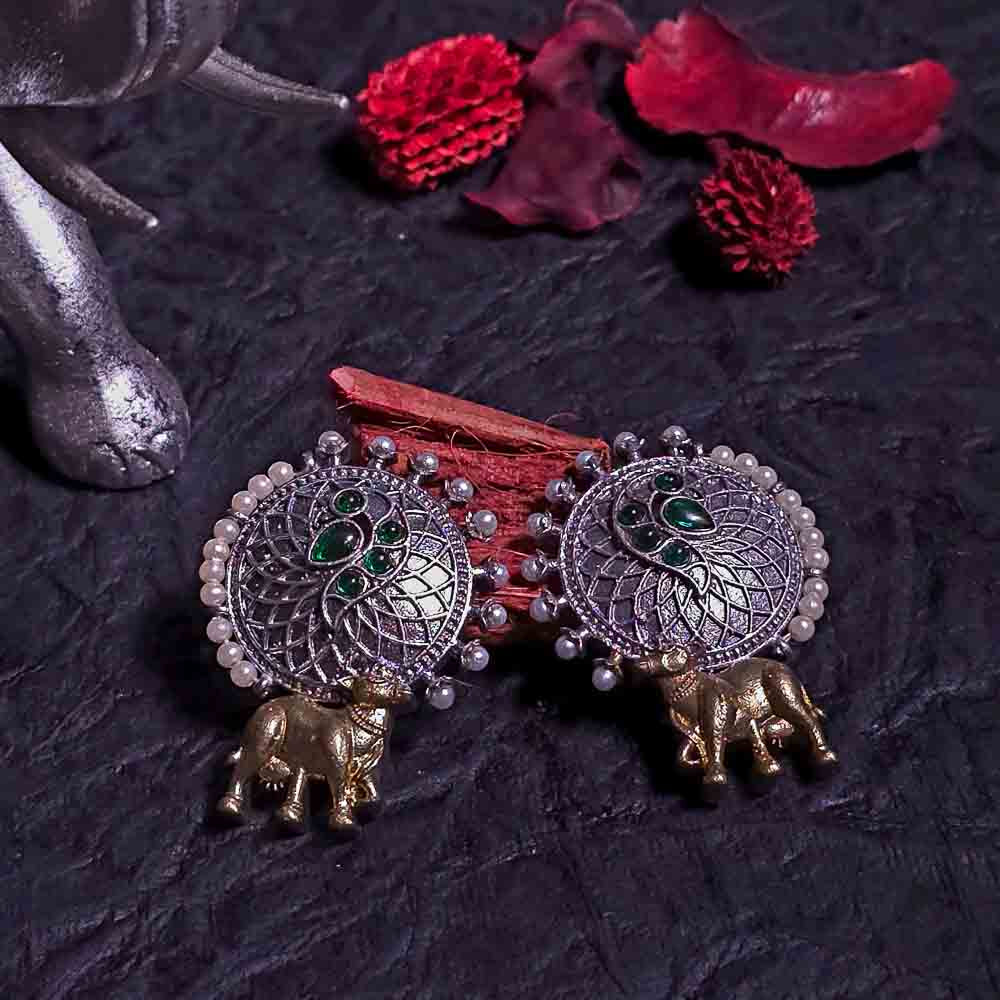 Royal Gold Nandi Oxidised Earrings