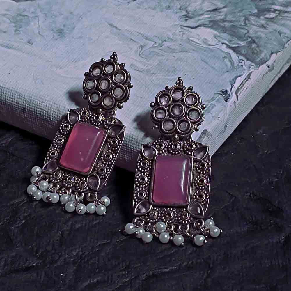 Vintage Charm Pink Stone Earrings