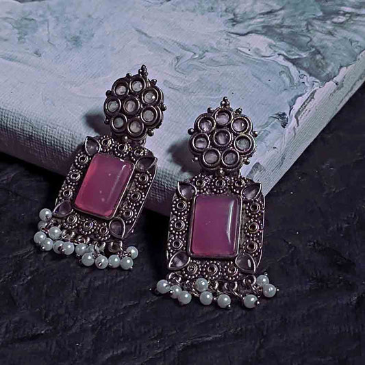 Vintage Charm Pink Stone Earrings